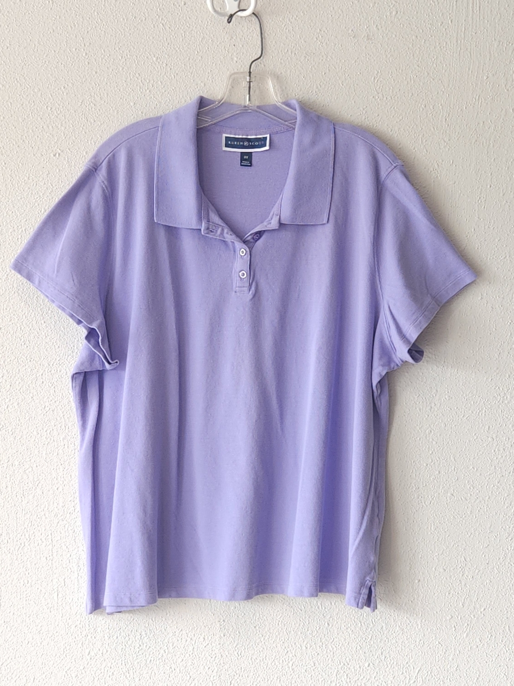 Laura Scott Lavender Short Sleeve Polo Shirt PLUS SIZE 2X